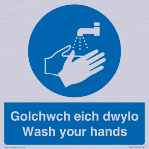 golchwch eich dwylo / wash your hands - safety sign